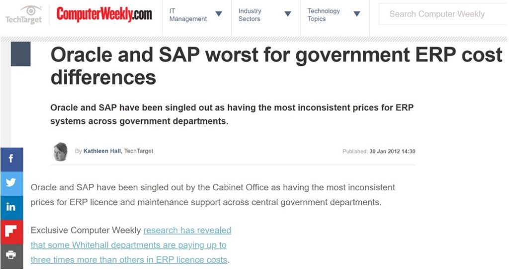 Oracle and SAP worst for government ERP cost differences