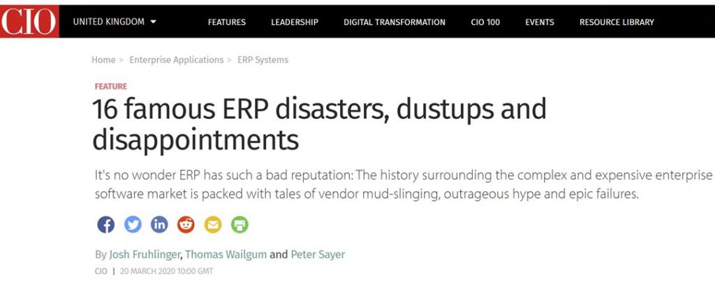 16 famous ERP disasters, dustups and dissappointments